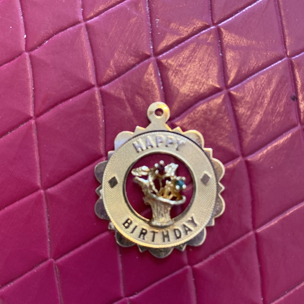 14k Gold Happy Birthday Charm/Pendant. View 5